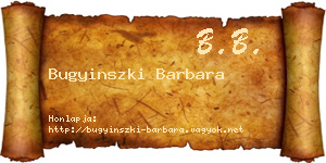 Bugyinszki Barbara névjegykártya
